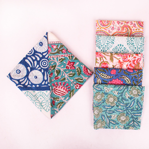 Colorful Cotton Square Bandana Handmade Floral Block Printed Eco-Friendly Scarf Lightweight Breathable <b>Tie</b> <b>Back</b> Hair Neck Wrap - Product Image 5