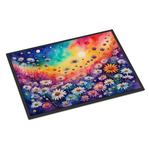 Asters en couleur Paillasson antidérapant lavable à poils bas 24H X 36W Tapis d'entrée intérieur et extérieur Tapis de porte d'entrée - Product Image 1