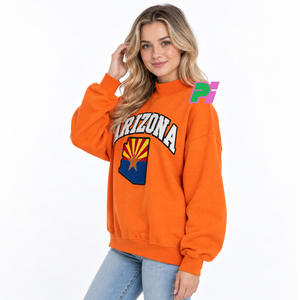 Sudadera de cuello alto para mujer Pook International, con parche bordado de la bandera del estado de Arizona, estilo casual y holgado. - Product Image 2