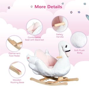 Sedia a Dondolo Elettrica Bianca e Rosa con Musica per Bambini, Seggiolone per Scuola, Hotel e Palestra - Product Image 6