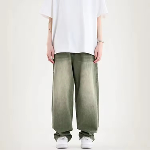 Jeans amples vintage délavés pour hommes, coupe décontractée, pantalon en denim à jambe large, style streetwear hip-hop, OEM personnalisé, vente en gros - Product Image 6