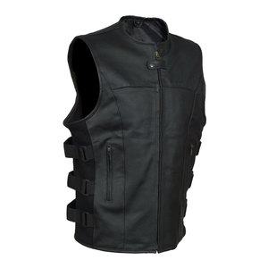 Gilet de motard en cuir lourd pour homme, veste sans manches en cuir véritable pour la moto, vêtements de club moto, vente en gros - Product Image 1