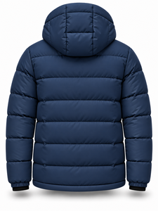 <b>Men's</b> Navy Blue Hooded Puffer <b>Jacket</b> Winter Waterproof Quick Dry Windproof <b>Casual</b> Zipper Polyester Wadding Regular Length Solid - Product Image 3