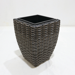 Trending Synthetic <b>Wicker</b> Planter Box Tapered <b>Square</b> <b>Basket</b> with Removable Inner Pot - Product Image 2