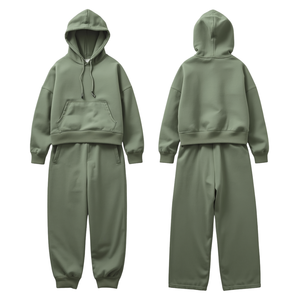 Conjunto Deportivo de Dos Piezas para Mujer, Sudadera Corta Oversize y Pantalones Anchos, Estilo Casual Urbano - Product Image 2