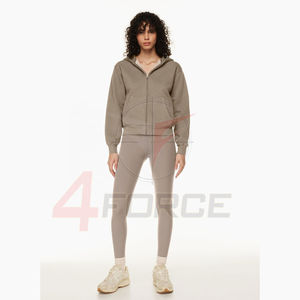 Sudadera con capucha y cremallera para mujer, 470 GSM, algodón French Terry, estilo casual, moda urbana, proveedor de ropa de marca privada OEM - Product Image 3