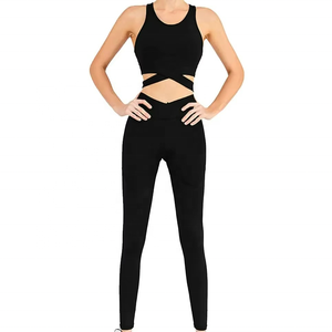 High Quality Women's Plus Size 2-Piece Solid Yoga Set Customized Reversible Lace Waterproof Breathable Lightweight Gym Casual - Product Image 6