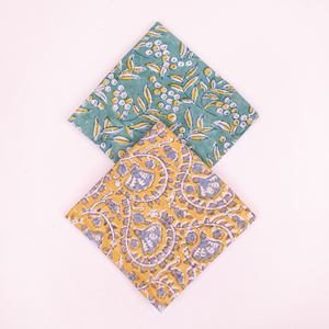 Pañuelo Cuadrado Ecológico de Algodón Hecho a Mano con Estampado Paisley, Estilo Bohemio Multicolor - Product Image 3