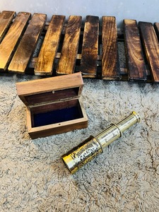 Telescopios de latón de alta calidad con caja de madera de estilo antiguo, telescopios artesanales en venta por exportadores. - Product Image 4