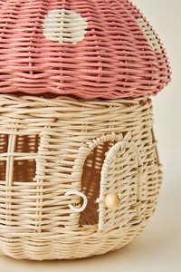 Panier rose en forme de champignon, fait main, pour rangement, vente en gros, écologique, fabriqué au Vietnam, prêt à être expédié - Product Image 4