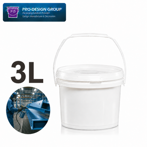 3L Heavy Duty Plastic Paint <b>Bucket</b> <b>with</b> Handle and Flat <b>Lid</b> for Industrial Coatings - Product Image 1