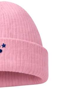 Gorro de Punto Acanalado Rosa con Logotipo de Flor Sonriente Bordado, Gorro de Invierno Cálido y Suave de Acrílico, Fabricante Personalizado OEM, Unisex - Product Image 2