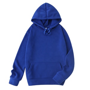 Sweat à capuche XL personnalisé coupe courte 100% Coton molleton épais grammage élevé épaules tombantes couleur unie sans cordons pour homme - Product Image 1