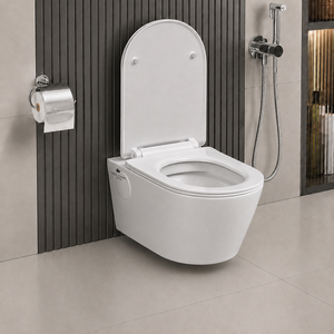Inodoro de Cerámica Blanca de Una Pieza con Descarga Tornado, Asiento de Cierre Suave, Sifón en P, Montaje en Pared, WC Moderno para Apartamento, Baño, Hotel - Product Image 2