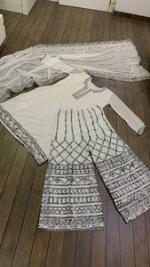 Ivory White Embroidered Salwar Palazzo Set with Dupatta Designer Party & Wedding Wear for Women Winter Summer - Product Image 6