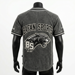 เสื้อยืดผู้ชายผ้าฝ้าย 100% ทรงหลวม พิมพ์ลาย เสื้อเบสบอลชาย 190 GSM ผ้าโพลีเอสเตอร์ระบายอากาศได้ดี สีน้ำตาล โลโก้ - Product Image 4