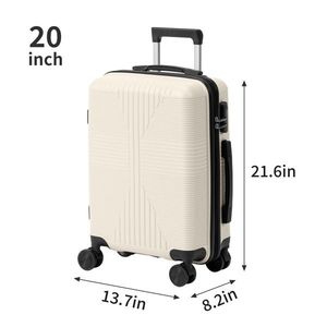 Valigia trolley in PP elegante 2-in-1 con lucchetto non TSA, colore bianco sporco, set da viaggio 12/20 pollici con chiusura a cerniera, misura 20 pollici - Product Image 5