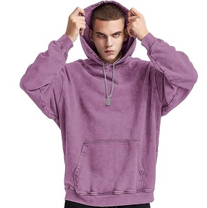 Sudadera con Capucha Lisa Morada de Felpa Francesa con Lavado Ácido, Personalizada, Oversize, Lisa, Estilo Vintage, Lavado Ácido, Hip Hop, Sudadera con Capucha Lavada Ácido - Product Image 2
