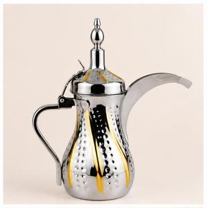 Arabic Dallah Coffee <b>Pot</b> Stainless Steel Hammered Arabian Teapot Silver Gold Plated Middle Eastern Qahwa Server for Home Hotel - Product Image 5