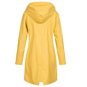 Veste de pluie imperméable à capuche pour femme, longue, coupe-vent, style trench-coat, ajustée, multicolore, vente en gros OEM - Product Image 3