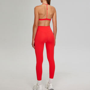 Ensemble de soutien-gorge de sport et leggings à carreaux respirants, nouvelle mode, avec taille élastique, logo personnalisé pour femmes - Product Image 3