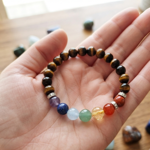 High Quality Tiger eye with seven chakra Beads Bracelet Romantic Gift Fashion Charm Jewelry for Men Women Energy Meditation - Product Image 2