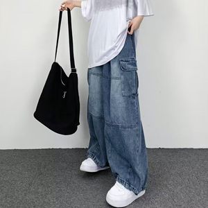 Jean en denim ample et oversize pour homme, style vintage délavé, coupe large streetwear, sur mesure, effet usé et délavé à l'acide - Product Image 4