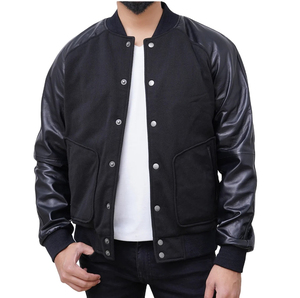 2024 New Arrival Unisex Slim Fit Hip Hop Patchwork Varsity <b>Jacket</b> High Quality Custom Stand Collar High Visibility - Product Image 5