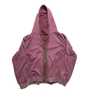 Sweat à capuche unisexe épais à fermeture éclair, couleur unie, en coton molletonné, décontracté, pour l'hiver, respirant, coupe oversize - Product Image 4