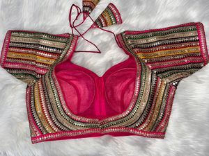 Blusa Étnica Abstracta Bordada con Lentejuelas de Seda Cruda, Cuello Corazón, Mangas Cortas, Grabado en Relieve, Ecológica, Lavable, para Fiesta de Otoño - Product Image 6