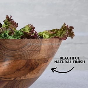 High Quality Sustainable Wooden Salad Serving <b>Bowl</b> <b>Set</b> Eco-Friendly Commercial Food Use Light Weight Organic Shapes Directly - Product Image 6