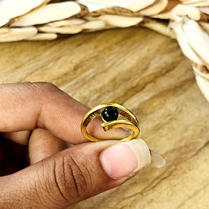 Latest Design Black Onyx <b>Ring</b> Minimalist Brass <b>Rings</b> for Women 18k Gold Plated <b>Dainty</b> Geometric <b>Ring</b> for Wholesale/OEM/ODM - Product Image 2