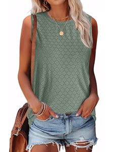 Camiseta sin mangas personalizada para mujer con ojales, cuello redondo, informal de verano, venta al por mayor OEM - Product Image 3
