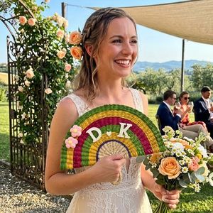 Abanico de Boda Personalizado Hecho a Mano con Hierba Marina, Recuerdo de Boda con Nombre Personalizado para Novios e Invitados - Product Image 4