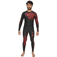 Ensemble de vêtements de sport de compression formels pour hommes - Écologique, respirant, anti-plis, manches longues, pour la gym et le MMA, séchage rapide, 100 % coton