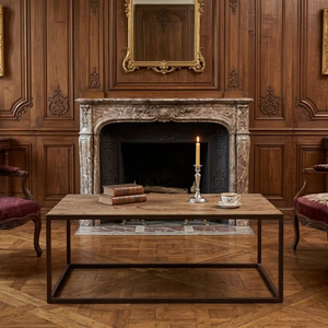 Mesa de Centro Tinez Ecológica, Moderna y Rústica, con Superficie de Madera y Estructura Metálica, Acabado Natural Envejecido, Mueble Resistente para Sala de Estar - Product Image 3