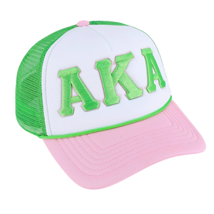 หมวกแก๊ป AKA Trucker สีเขียว ขาว ชมพู ปักตัวอักษร ตาข่าย หมวกเบสบอล ปรับขนาดได้ แฟชั่นลำลอง สำหรับผู้ชาย - Product Image 3
