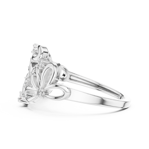 Anillo de Diamantes Cultivados en Laboratorio con Diseño Floral Abstracto, Oro Blanco de 18 Quilates con Baño de Rodio, Corte Brillante, para Compromiso, Fiesta, Regalo de San Valentín, Glamuroso - Product Image 3