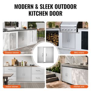 Porta Doppia per Cucina Esterna in Acciaio Inox 31W X 31H Pollici con Maniglie a Incasso e Verticali a Muro - Product Image 2