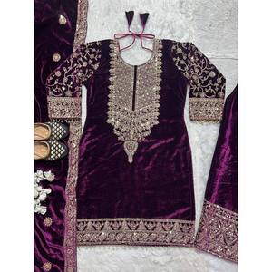 Ensemble de costume brodé pour femmes avec codage de travail séquentiel - Product Image 2