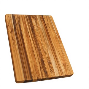 Tabla de cortar grande de madera de teca duradera con mango de fácil agarre, ranura para jugos, incluye recipientes, tapas, ralladores y juego de bloques para tallar. - Product Image 1