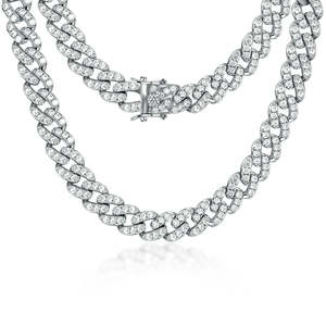 Collar de Cadena con Moissanita de Corte Brillante Redondo, Chapado en Plata 925, Unisex, para Hombre y Mujer, Estilo Hiphop, Regalo de Aniversario o Boda - Product Image 1