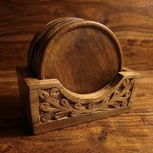Posavasos de madera grabado con corte láser, tapete de geometría sagrada, decoración para yoga, meditación y altar, base de mesa hueca con veta de madera, regalo al por mayor - Product Image 3