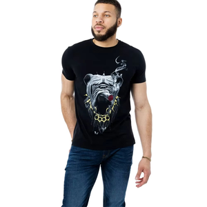 Camisetas de hombre 2026 de cuello redondo 100% algodón, ajustadas, con pedrería, personalizadas, de manga corta, para fitness - Product Image 1