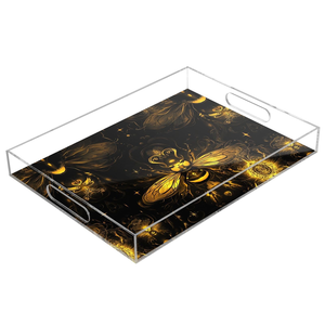 Plateau de service en acrylique au design moderne, plateau à collations, desserts, café avec poignée, idéal pour la maison, la cuisine, les cadeaux, en promotion - Product Image 5