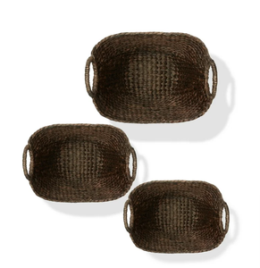 Artex HaiNam Natural Water Hyacinth Storage <b>Baskets</b> <b>With</b> <b>Handles</b> Bowl Shape Multi Purpose Rustic Style Organizers For Neatening - Product Image 2