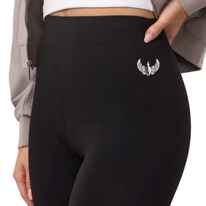 Black Jersey Legging Women High Waist Stretch Fitness <b>Tights</b> Soft Touch Workout Yoga Pants Athletic Activewear Everyday Comfort - Product Image 4