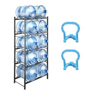 Portabottiglie Resistente a 5 Livelli per Contenitori d'Acqua da 5 Galloni, Struttura in Ferro a Doppia Fila per 10 Bottiglie - Product Image 3
