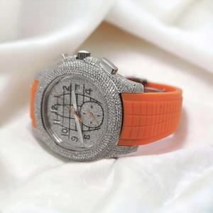 Wholesale Factory Orange Band Moissanite Diamond Studded <b>Wrist</b> <b>Watch</b> with Iced Out Moissanite <b>Watch</b> for Gift Pass Diamond Tester - Product Image 6