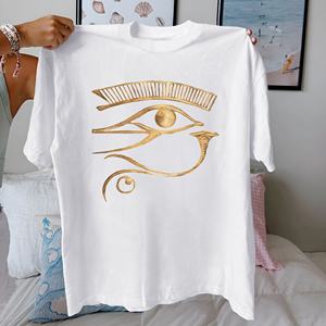 Oeil d'Horus égyptien T-shirt confortable en pur coton pour femme - Product Image 2
